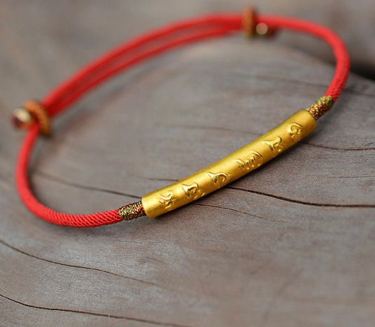 Six-character mantra gold bracelet