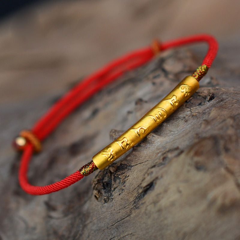 Six-character mantra gold bracelet