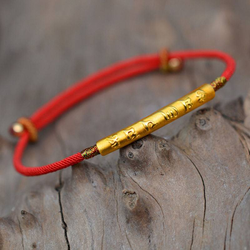 Six-character mantra gold bracelet