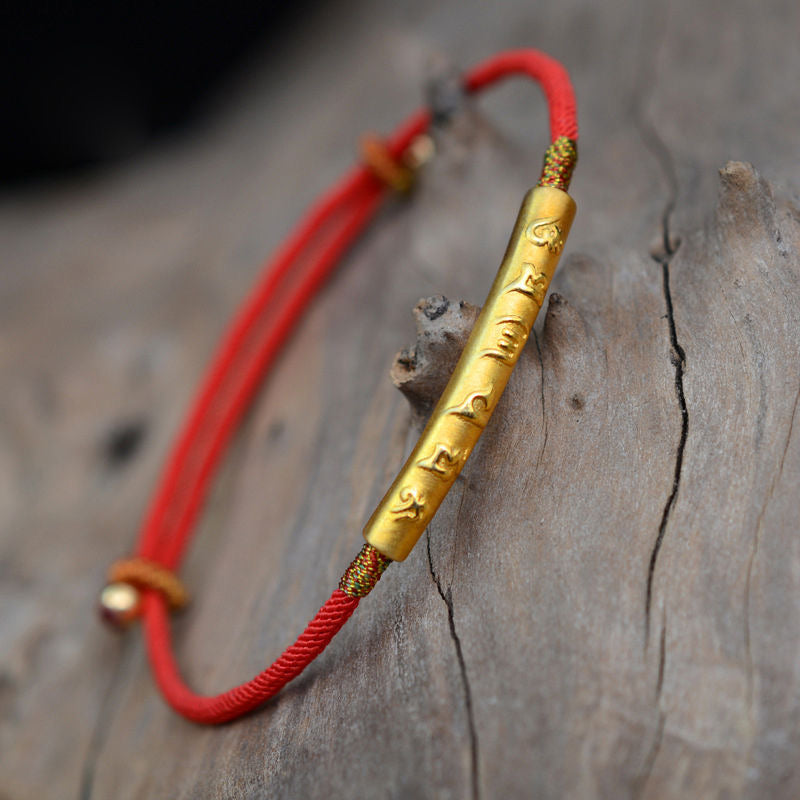 Six-character mantra gold bracelet